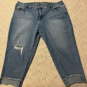 Stylish Ankle/Cropped Straight Leg Jean - Distressed - 24W Style & Co.